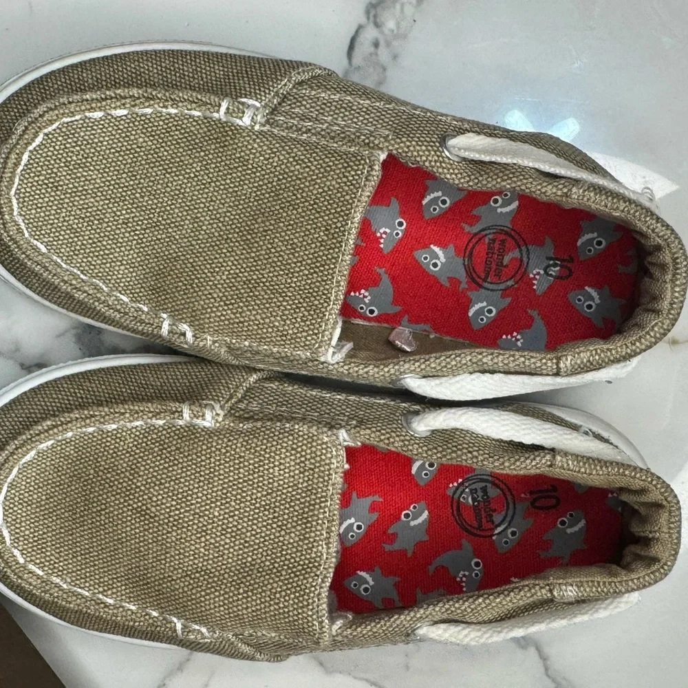 4/$15 Kids Tan Canvas Slip-On Shoes